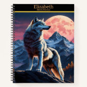 Ein majestätischer Wolf, der auf dem glühenden Vol Notizblock (Vorderseite)