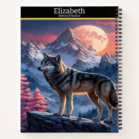 Ein majestätischer Wolf heult am glühenden Mondsch Notizblock (Rückseite)