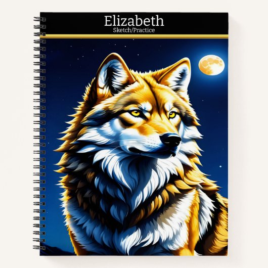 Ein majestätischer Wolf heult am glühenden Mondsch Notizblock (Vorderseite)