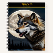 Ein majestätischer Wolf heult am hellen Mondlicht Notizblock (Vorderseite)