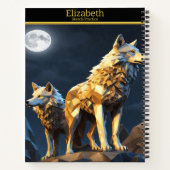 Ein majestätischer Wolf heult unter dem Himmel des Notizblock (Rückseite)