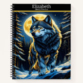 Ein majestätischer Wolf heult unter einem hellen H Notizblock (Vorderseite)