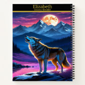 Ein majestätischer Wolf heult unter einem pulsiere Notizblock (Rückseite)