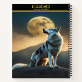 Ein majestätischer Wolf serviert den Vollmond nach Notizblock (Rückseite)