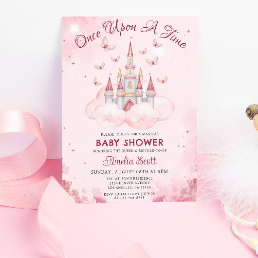 Ein Mal in der Märchenhaus Girl Dusche Burg Einladung