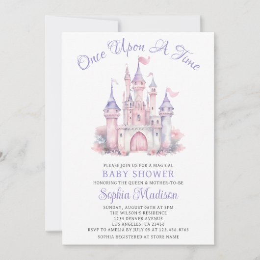 Ein Mal in der Märchenhaus Girl Dusche Burg Einladung (Vorderseite)