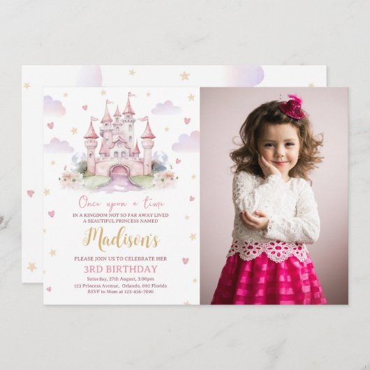 Ein Mal in der Zeit Burg von Princess Foto Einladung (Vorne/Hinten)