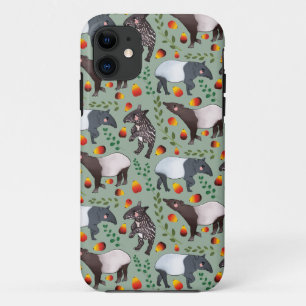 Ein malayisches Tapir-Tiermuster in Grün und Schw Case-Mate iPhone Hülle