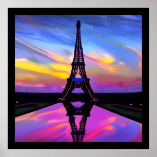 Ein malerischer Eiffelturm in leuchtendem Sonnenun Poster