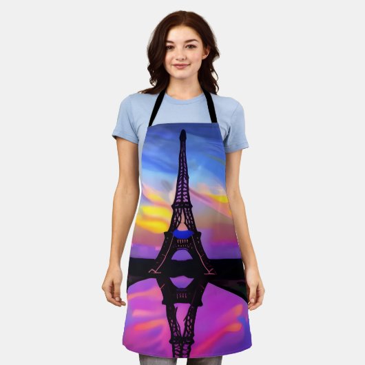Ein malerischer Eiffelturm in leuchtendem Sonnenun Schürze (Getragen)