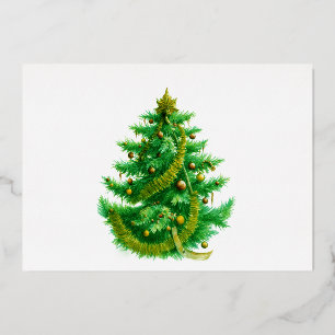 Ein Mandelbrot-Weihnachtsbaum mit roten und grünen Folieneinladung