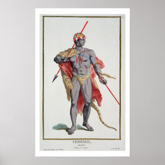 Ein Mann aus der Karibik, 1780 (farbige Gravur) Poster (Vorne)