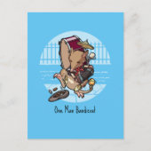 Ein Mann Bandicoot Accordion und Trommelband Carto Postkarte (Vorderseite)