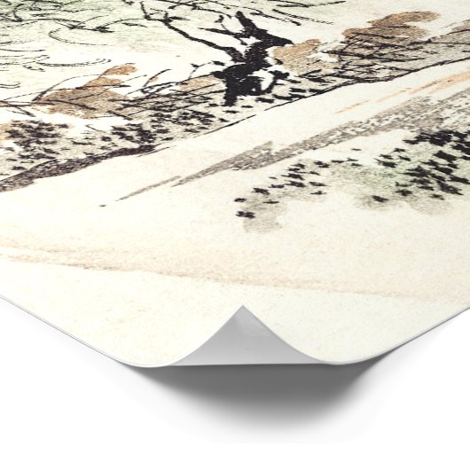 Ein Mann, der die Brücke durch Kōno Bairei Imitats Poster (Ecke)