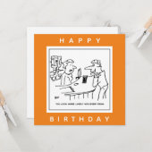 Ein Mann, der eine Barmaid in einem Pub-Cartoon hä Karte (Vorderseite/Rückseite Beispiel)