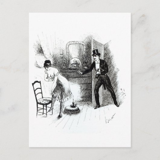 Ein Mann, der eine Prostituierte besucht Postkarte (Vorderseite)