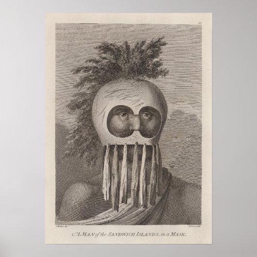 Ein Mann der Sandwich-Inseln in einer Maske - c. 1 Poster (Vorne)
