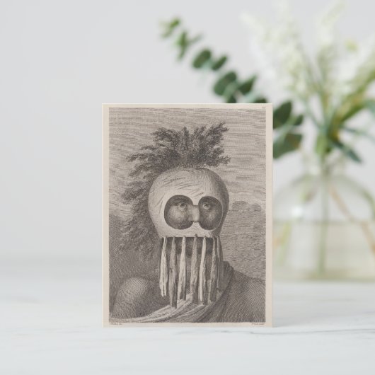 Ein Mann der Sandwich-Inseln in einer Maske - c. 1 Postkarte (Stehend Vorderseite)