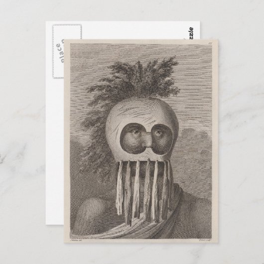 Ein Mann der Sandwich-Inseln in einer Maske - c. 1 Postkarte (Vorne/Hinten)