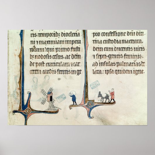 Ein Mann, der seinen Esel fährt, trägt Taschen von Poster (Vorne)