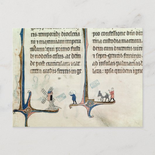 Ein Mann, der seinen Esel fährt, trägt Taschen von Postkarte (Vorderseite)