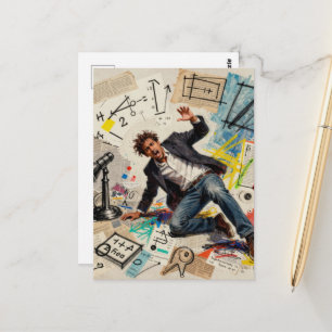 Ein Mann, der von Mathematik überwältigt ist Postkarte