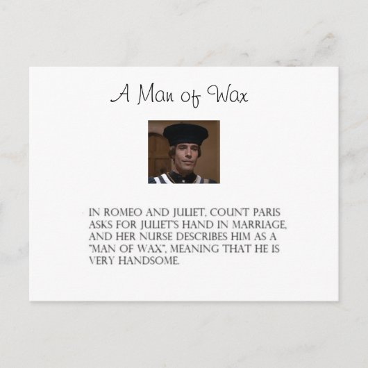 Ein Mann der Wax Postkarte (Vorderseite)