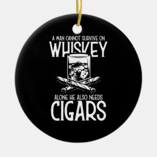 Ein Mann, der Whiskey und Zigarre Liebe Keramik Ornament