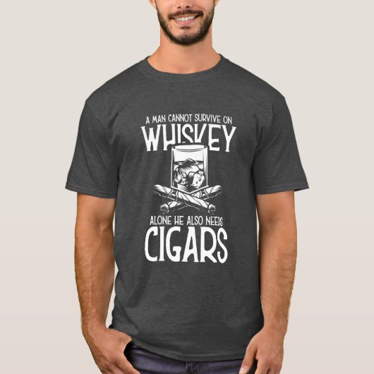 Ein Mann, der Whiskey und Zigarre Liebe T-Shirt (Vorderseite)