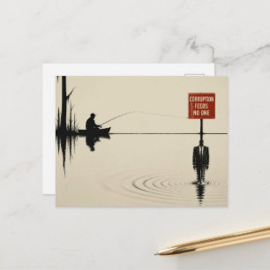 Ein Mann fischt Postkarte
