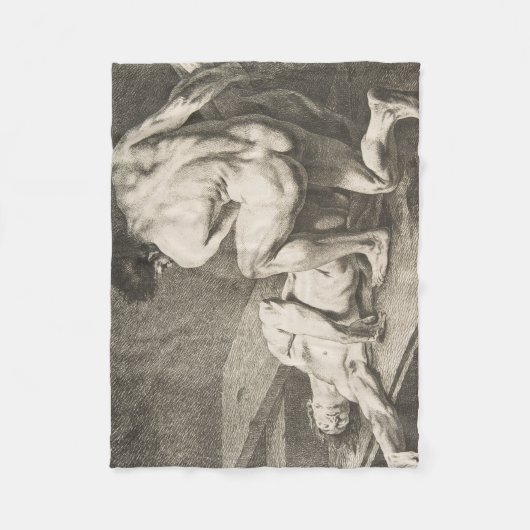 Ein Mann hebt die Legen eines anderen Mannes Fleecedecke (Vorderseite)