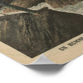 Ein Mann in einem Fass, der die Niagarafälle überq Poster (Ecke)