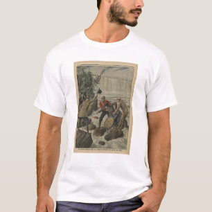 Ein Mann in einem Fass, welches das Niagara Falls T-Shirt