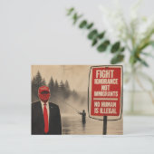 Ein Mann mit einer roten Mütze steht im Sumpf Postkarte (Stehend Vorderseite)