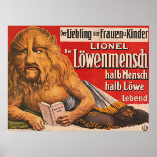 Ein Mann mit Löwenkopf liest Shakespeare, 1913. Poster