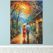 ein Mann und eine Frau, die den Bürgersteig entlan Leinwanddruck (Insitu (Holzboden))