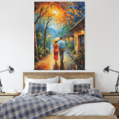 ein Mann und eine Frau, die den Bürgersteig entlan Leinwanddruck (Insitu (Schlafzimmer))