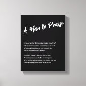 "Ein Mann zum Lob" Leinwanddruck (Vorderseite)