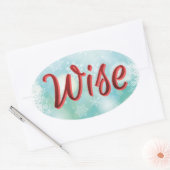 Ein Mantra-Aufkleber "Happy Healthy Wise and Wealt Ovaler Aufkleber (Umschlag)