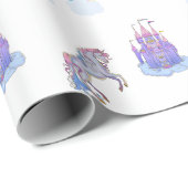 Ein Märchenschloss und Einhornpapier Geschenkpapier (Rolleneckpunkt)