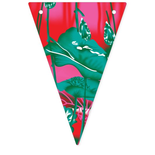 Ein markanter rot-grüner Schal mit Blumen und Lea Wimpelkette (Zweite Fahne)