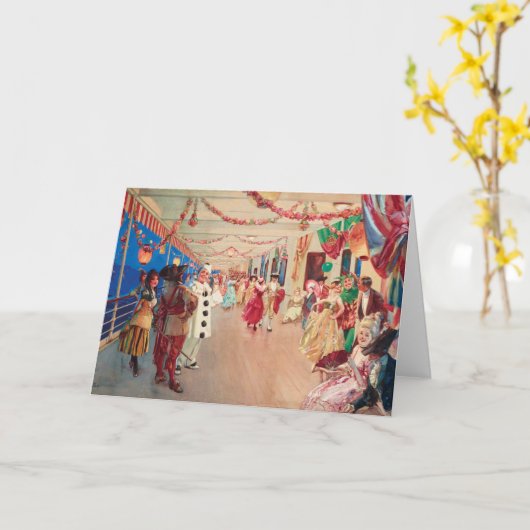 Ein maskierter Ball auf einem Schiff | Victor Gabr Karte (Gelbe Blume)