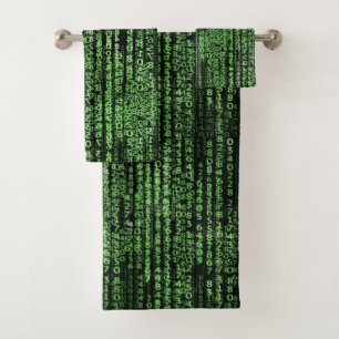 Ein Matrix-Computercode Grün Schwarz Badhandtuch Set