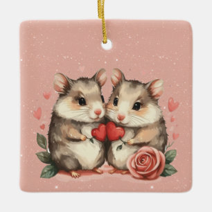 Ein Maus-Paar in der Liebe Valentine Keramikornament