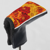 Ein Medley aus Rot-Gelb- und Orangenschwellen Golf Headcover (3/4 Vorderseite)