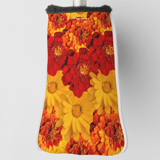 Ein Medley aus Rot-Gelb- und Orangenschwellen Golf Headcover (Rotieren 90)