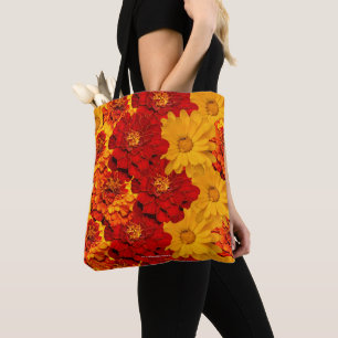 Ein Medley aus Rot-Gelb- und Orangenschwellen Tasche