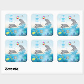 Ein Meer des Dankes Dolphin Ocean Volleyball Quadratischer Aufkleber (Blatt)