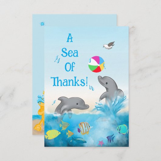 Ein Meer des Dankes Dolphin Volleyball-Ozeans Dankeskarte (Vorne/Hinten)