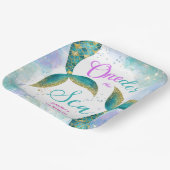 Ein Meer! Mermaid Lila Aquamarin 1. Geburtstag Pappteller (Gewinkelt)